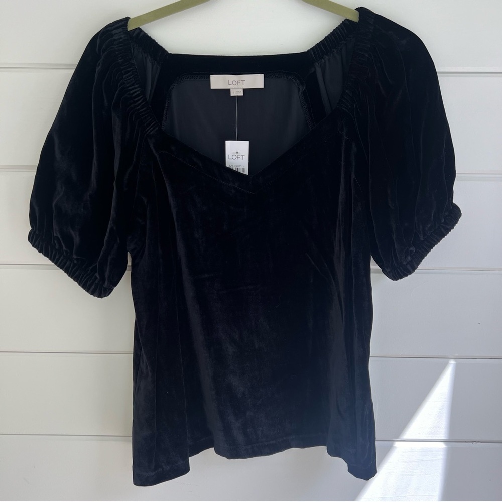 Loft black velvet shirt